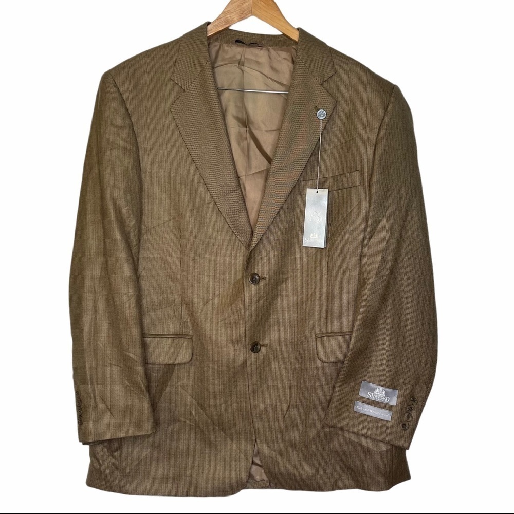 Stafford Mens Suit Jacket Blazer 42R Silk Wool Blend Career Business Dressy